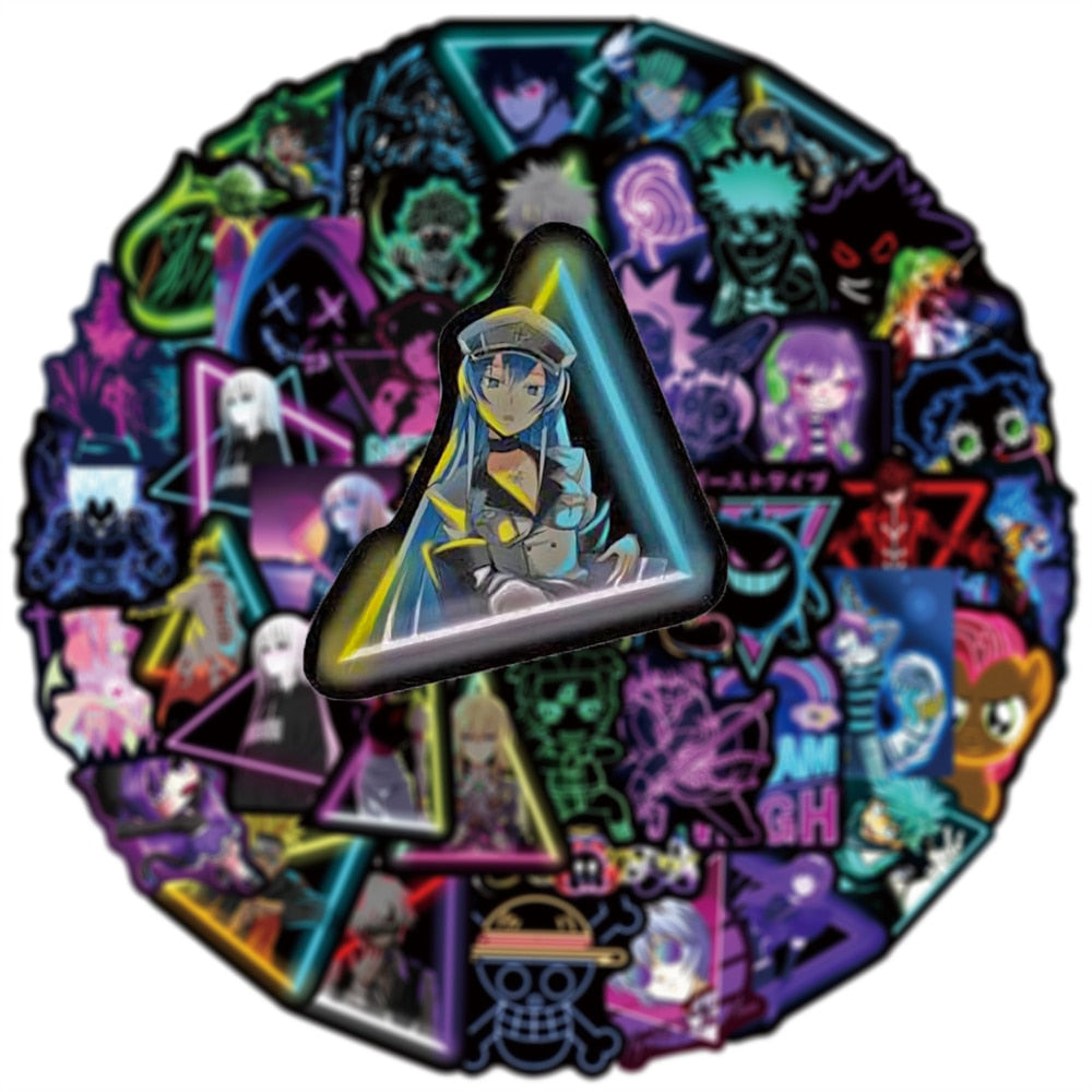Hot Anime Mix Creative Cool Personality Neon Sticker