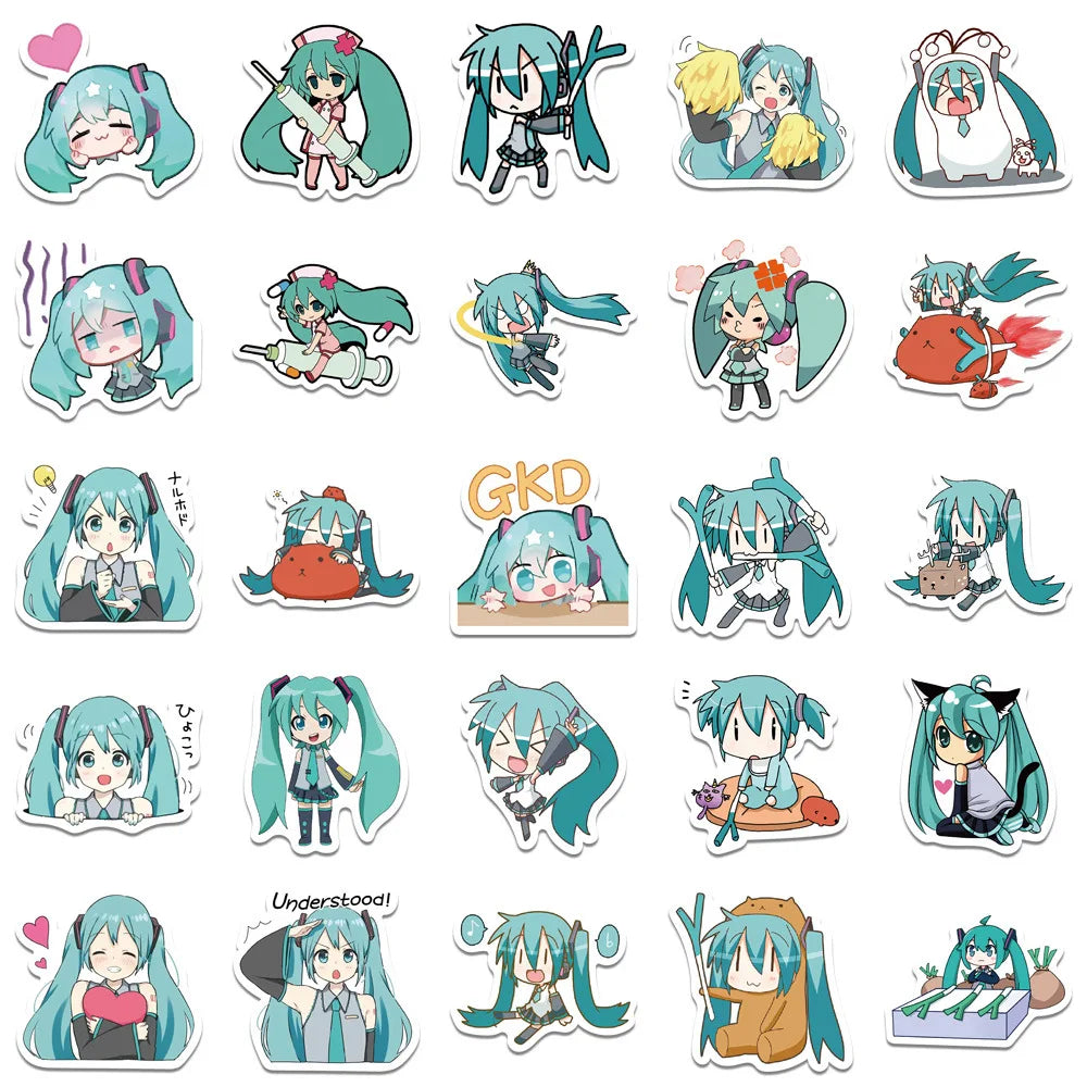 Hatsune Miku Waterproof Stickers 65 pieces