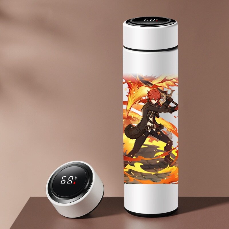 Anime Genshin Impact Vacuum Cup Thermos Smart Water Bottle