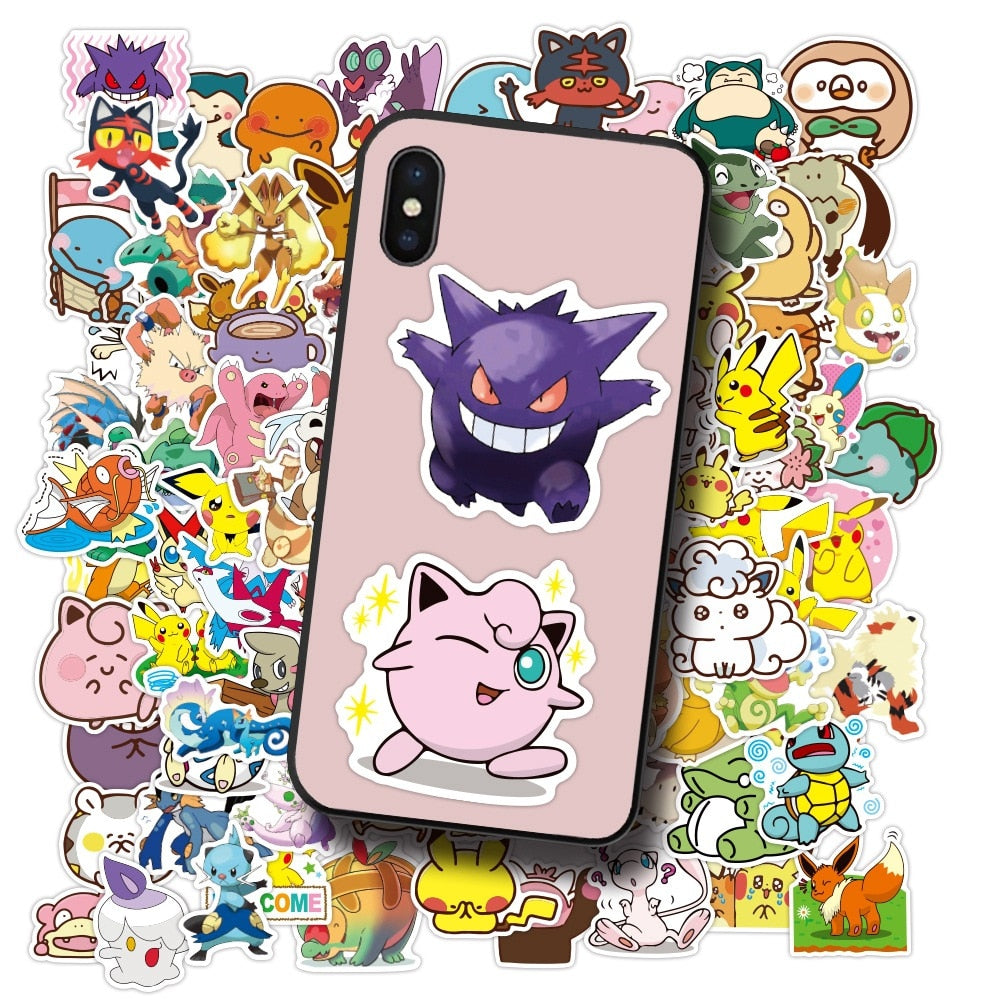 Pokemon Kawaii Pikachu Skateboard Bicycle Waterproof Stickers