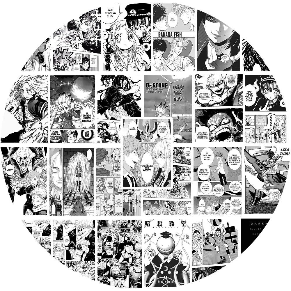Black And White Anime Posters Demon Slayer Waterproof Stickers
