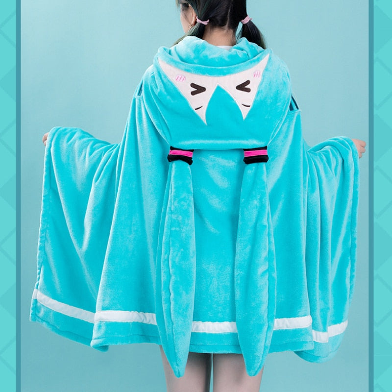 Anime Hatsune Miku Kawaii Hooded Blanket