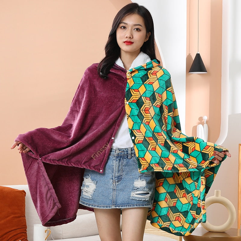 Anime Demon Slayer Adult Hooded Blanket