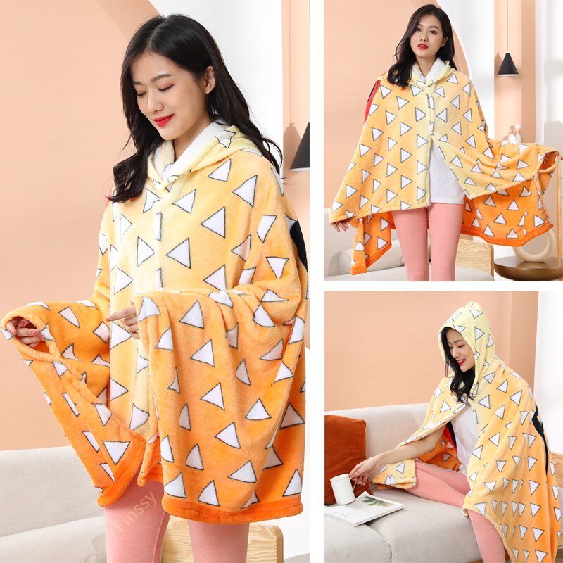 Anime Demon Slayer Adult Hooded Blanket