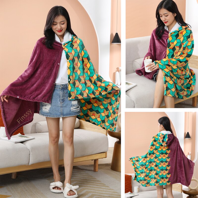Anime Demon Slayer Adult Hooded Blanket
