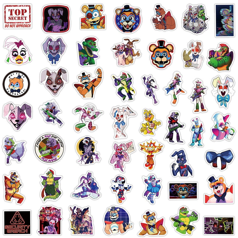 50 FNAF Security Breach Graffiti Stickers
