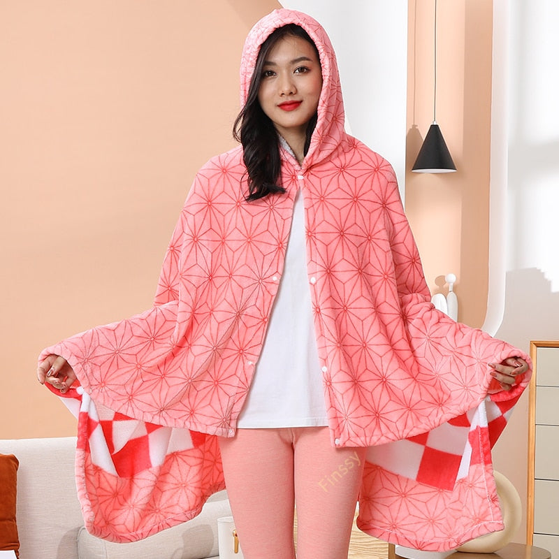 Anime Demon Slayer Adult Hooded Blanket