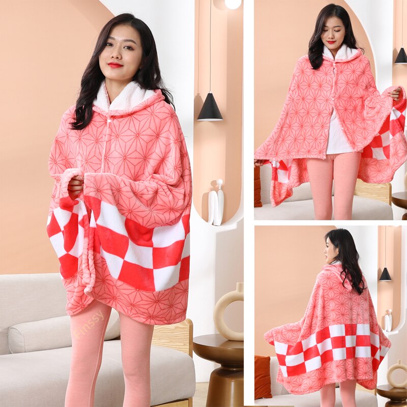 Anime Demon Slayer Adult Hooded Blanket