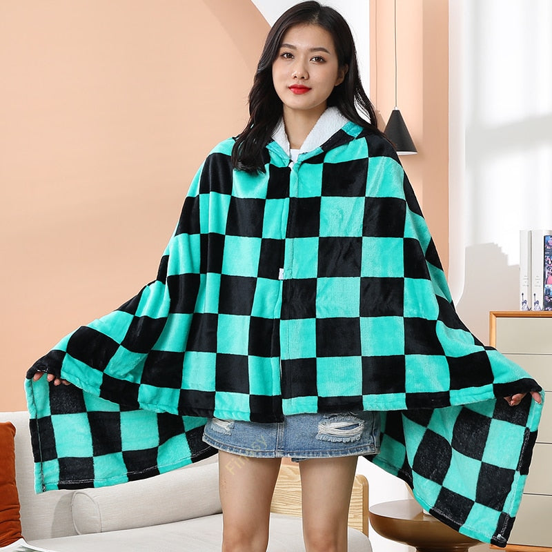 Anime Demon Slayer Adult Hooded Blanket