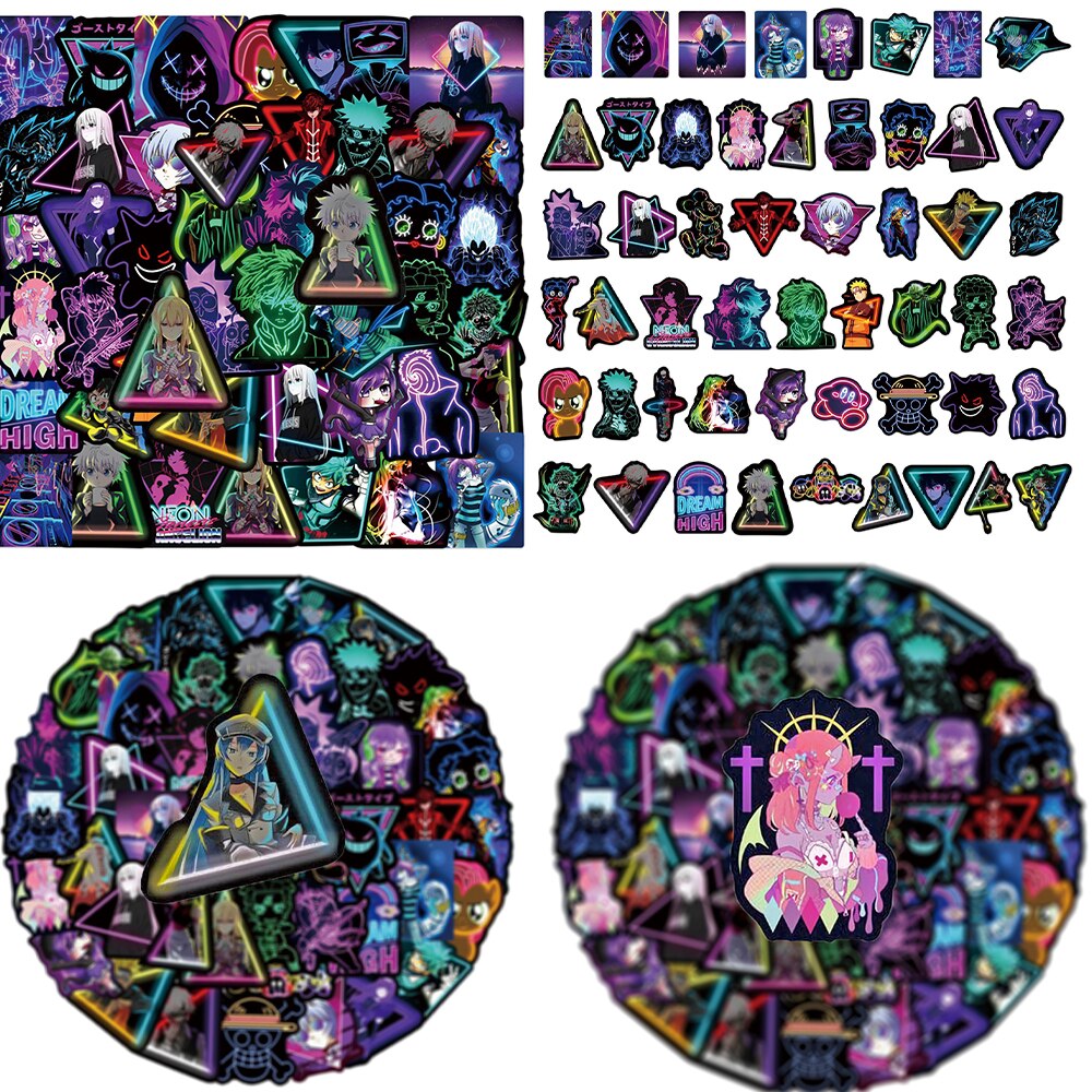 Hot Anime Mix Creative Cool Personality Neon Sticker