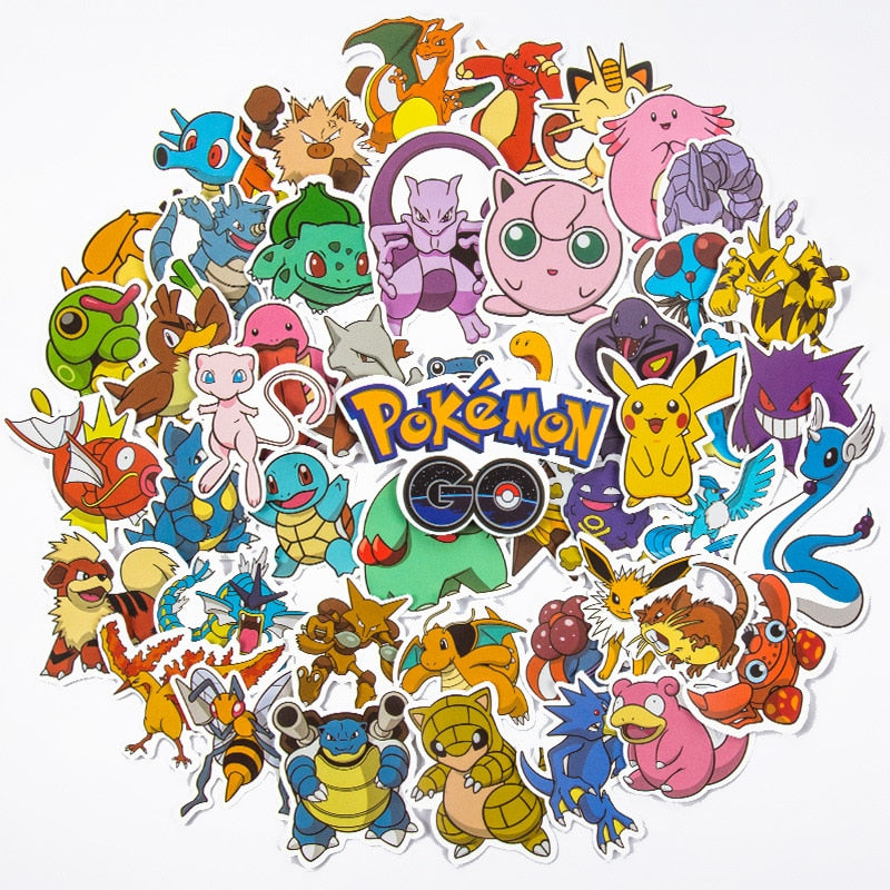 Pokemon Kawaii Pikachu Skateboard Bicycle Waterproof Stickers