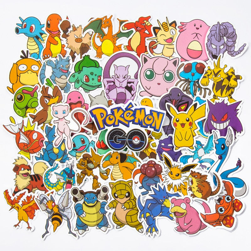 Pokemon Kawaii Pikachu Skateboard Bicycle Waterproof Stickers