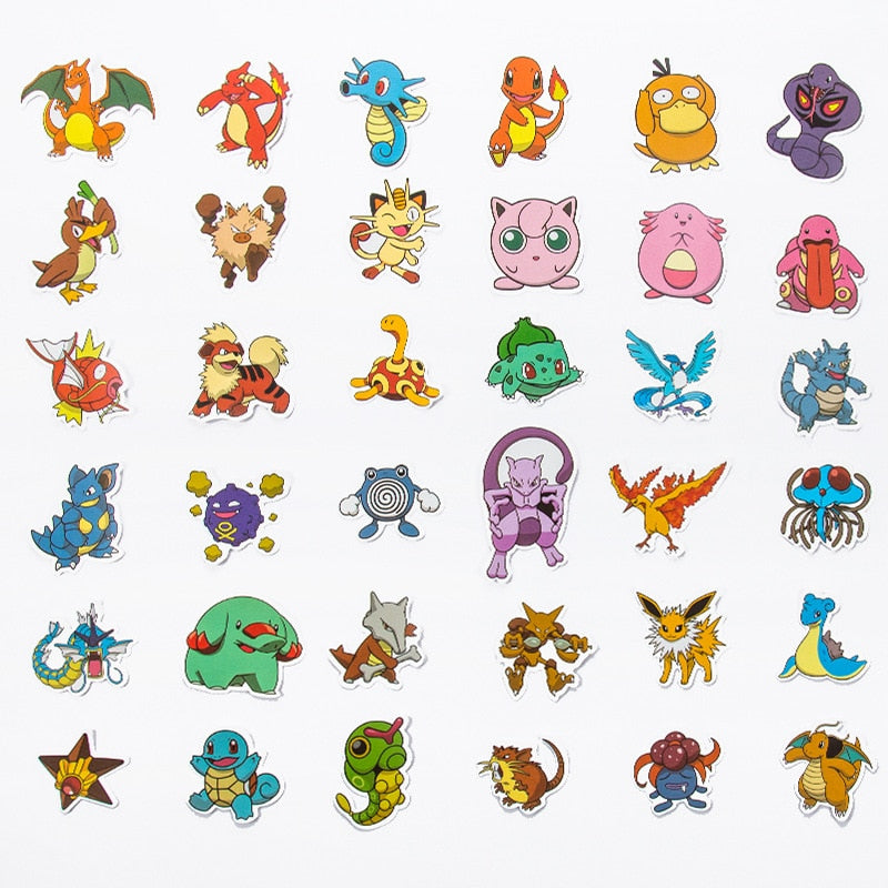 Pokemon Kawaii Pikachu Skateboard Bicycle Waterproof Stickers