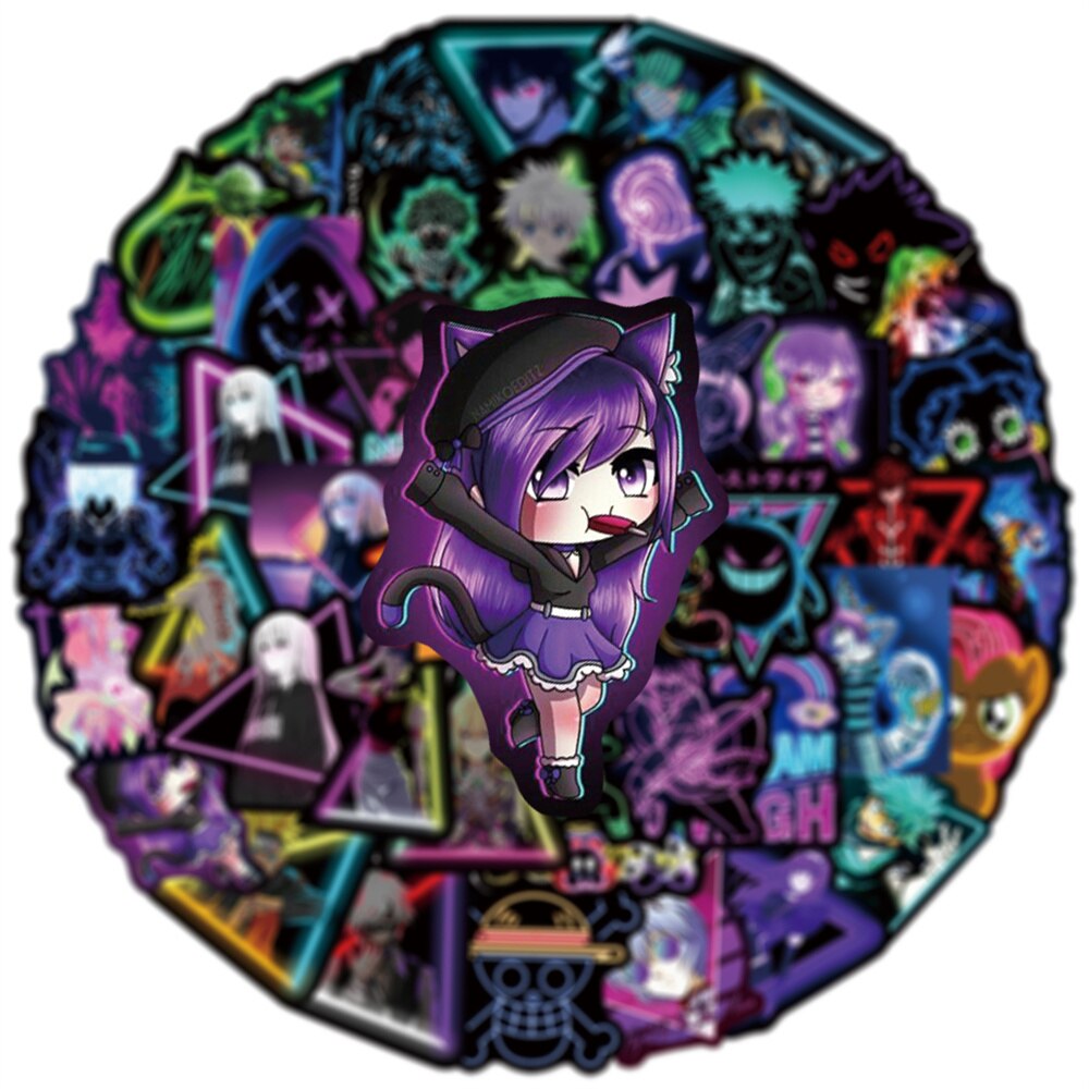Hot Anime Mix Creative Cool Personality Neon Sticker