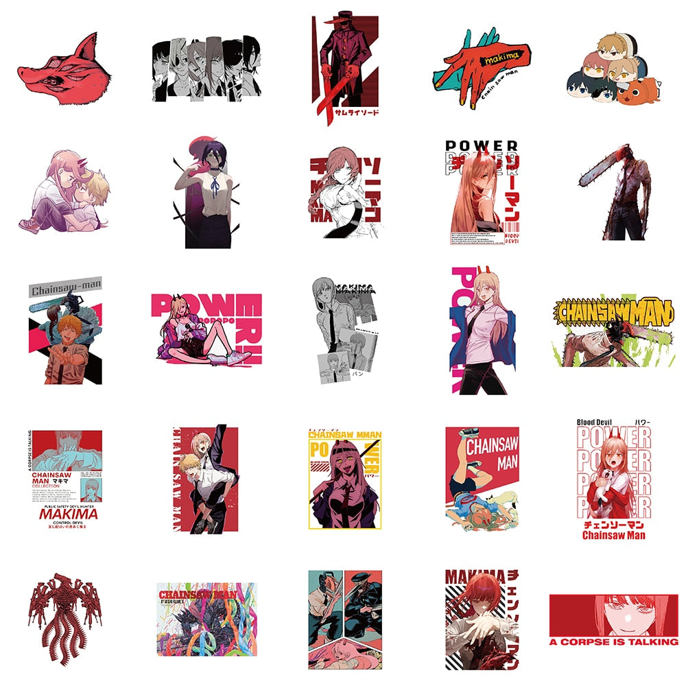 Anime Stickers Chainsaw Man Graffiti Vinyl Decals Sticker