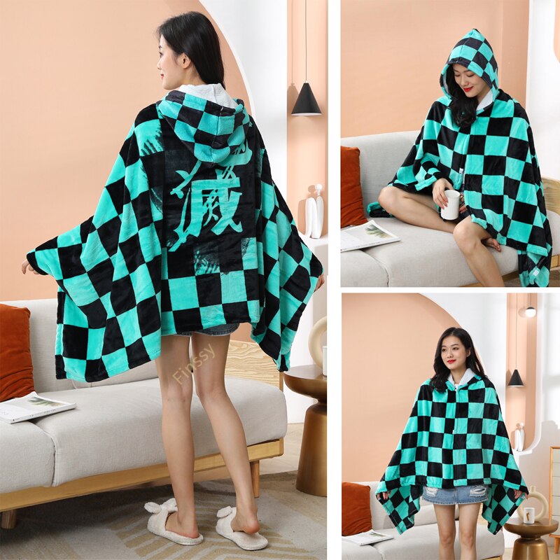 Anime Demon Slayer Adult Hooded Blanket