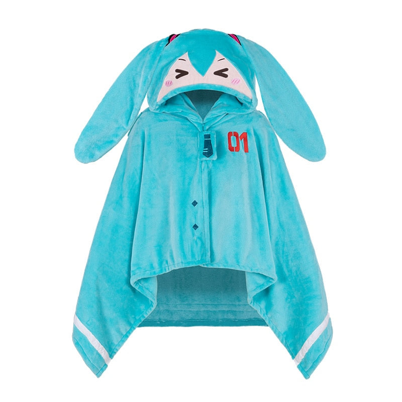 Anime Hatsune Miku Kawaii Hooded Blanket