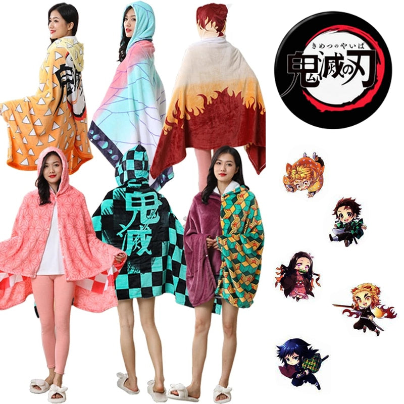 Anime Demon Slayer Adult Hooded Blanket